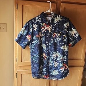 MBX Premium Goods Men's Tropical Floral Short Sleeve Button-Down Shirt S…